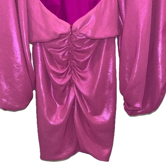 THE ATTICO Karen Mini Dress Pink Violet Lamé Cutout Cocktail US 4 IT 40 chain - Picture 13 of 16